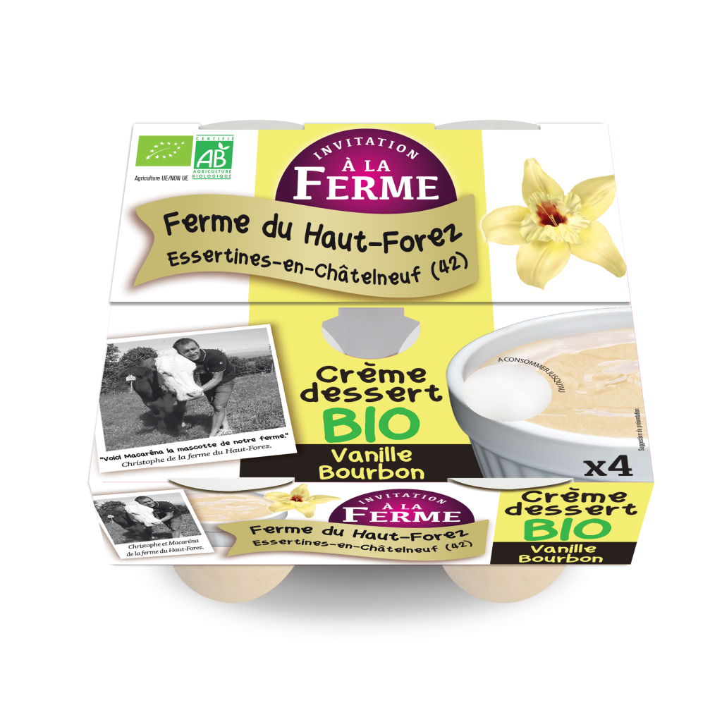 Crème dessert bio vanille ferme du Haut Forez