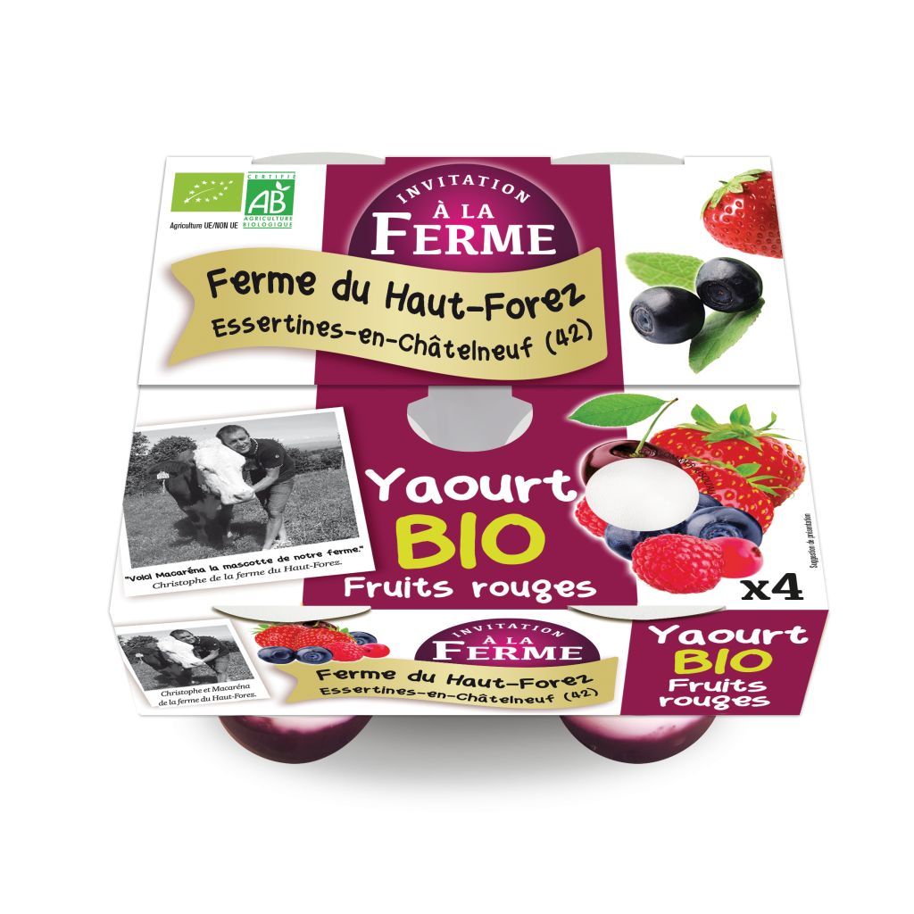 Yaourt aux fruits rouges bio ferme du Haut Forez